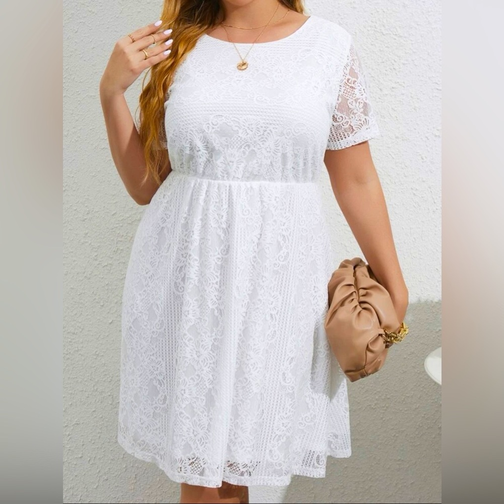 Plus Guipure Lace Mini Dress